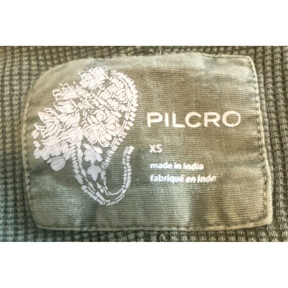 Women’s Anthropologie Pilcro Olive Green Henley V Neck Long Sleeve Shirt Top- XS - Picture 7 of 9